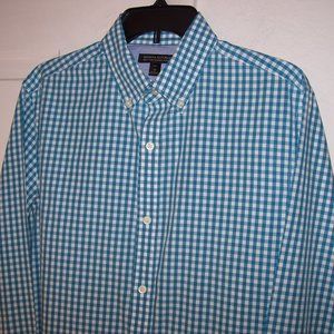 Banana Republic Tailored Slim Fit Teal Check Sz M